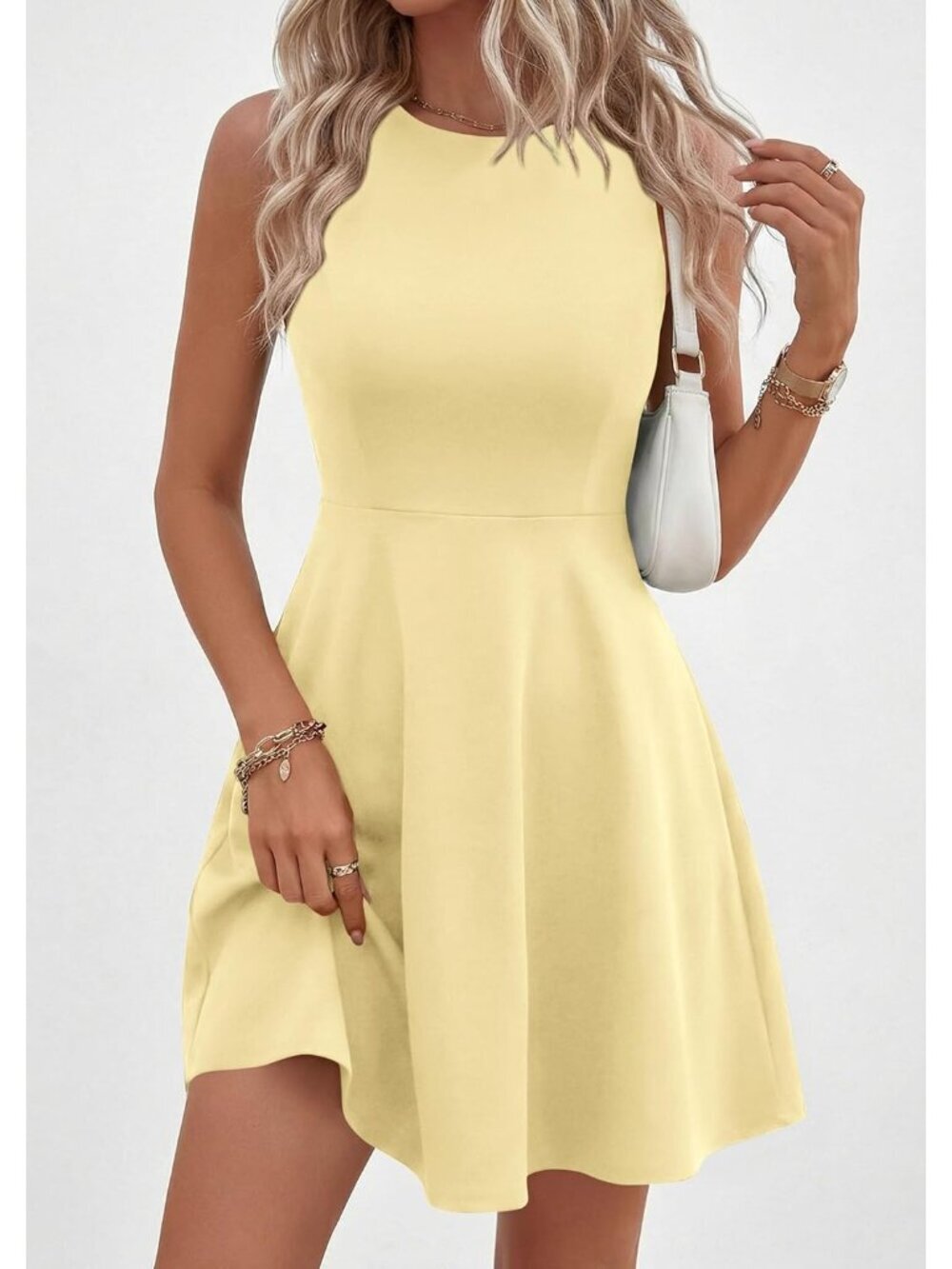 〽️Women's Yellow Elegant Classy Spring A Line Sleeveless Mini Short Dress